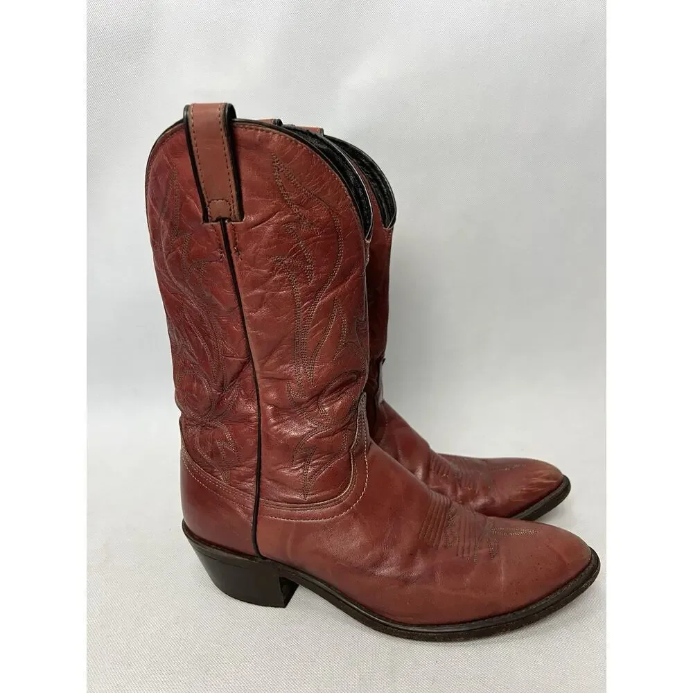 Laredo Mens Style 4m7021 Red Leather Western Boots Sz 10 1/2 D